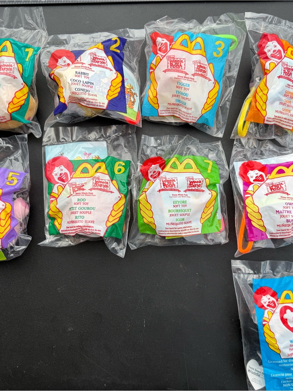 Vintage 1999 McDonald’s Winnie the Pooh Happy Meal Toys Sealed Lot of 8 + 1 ex